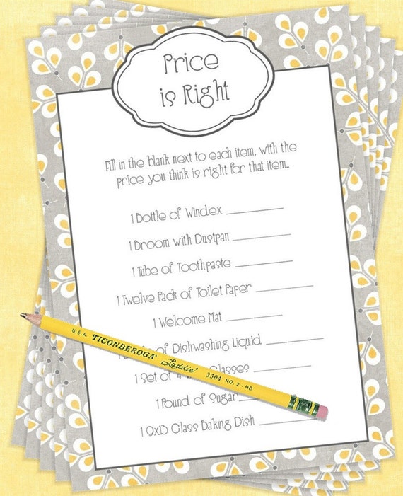 Items similar to Bridal Shower Game or Wedding Reception Game Price