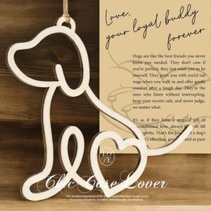Handmade Wooden Dog Friendship Hanger, Sisterhood Gift, Maple Wood Ornament, Love Loyalty Keepsake, Women’s Gift Story Card