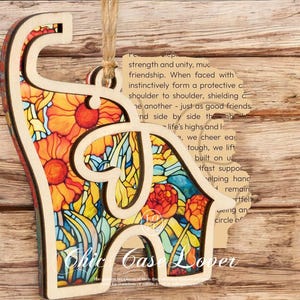 Sisterhood Elephant Hanger Wooden Gift, Friendship Ornament, Handcrafted Maple Keepsake, Love Loyalty Decor, Gift for Women, Story Card