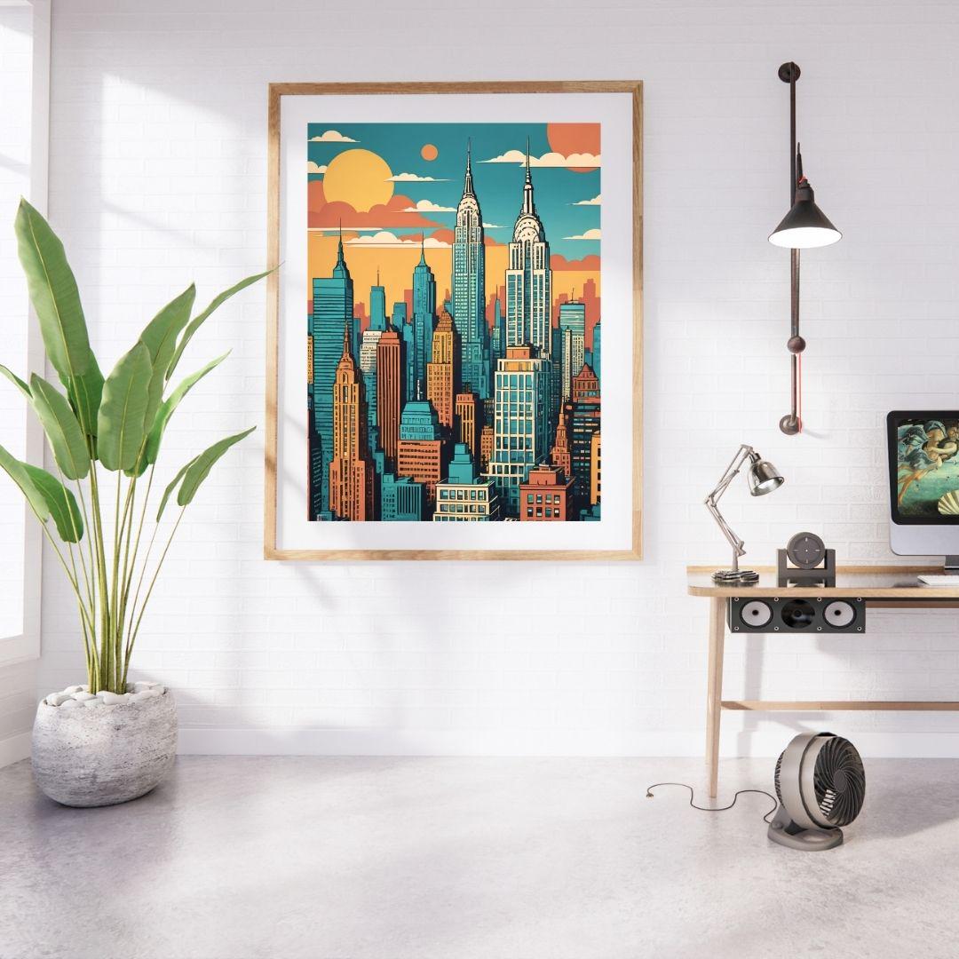 Retro Wall Art, Retro Cityscape, Retro City Wall Art, Retro Design