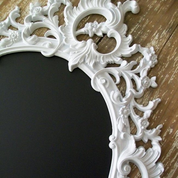 VINTAGE FRAME CHALKBOARD-Ornate-Baroque-French-Vintage Frame Wall Mirror-Magnet Board-Shabby Chic Chalkboard-Reception-AnY Color-White-Signs