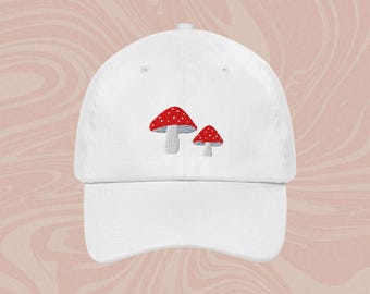 Embroidered Mushroom Hat: Cotton Twill Baseball Cap