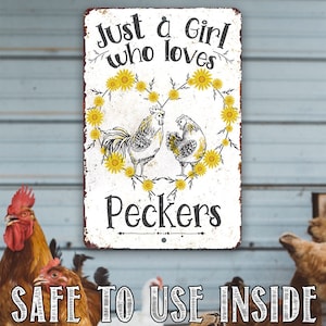 Just A Girl Who Loves - Metal Sign- Tin- 8"x12" or 12"x18" Indoor/Outdoor - Funny Chicken Farm Décor