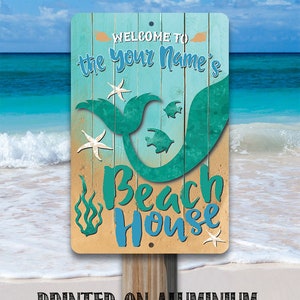 Tin - Personalized Beach House-Metal Sign -8"x12"/12"x18"  Indoor/Outdoor-Decor for Resort and Beach House
