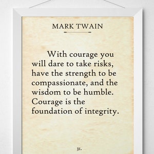 With Courage - Mark Twain - 11x14 Unframed Typography Book Page Print - Great Gift and Decor