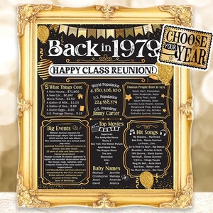 45th High School Reunion Decoration in Gold or Rose Gold - Class of 1979 - 11x14 Unframed Poster - Perfect Party Decor and Gift