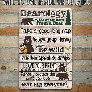 Bearology, What We Can Learn From a Bear - 8" x 12" or 12" x 18" Aluminum Tin Awesome Metal Poster