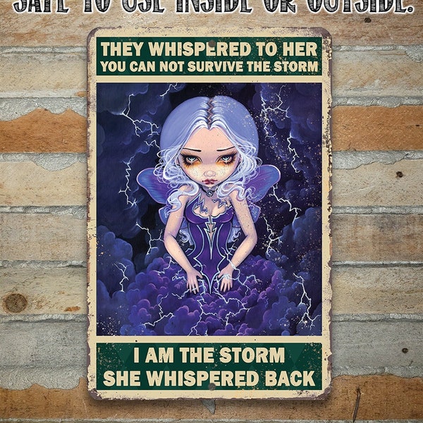 I am The Storm She Whispered Back - 8" x 12" or 12" x 18" Aluminum Tin Awesome Metal Poster