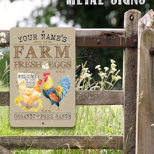 Personalized Metal Sign -Farm Fresh Eggs -Tin -8x12"/12x18" Use Indoor/Outdoor - Great Gift & Decor