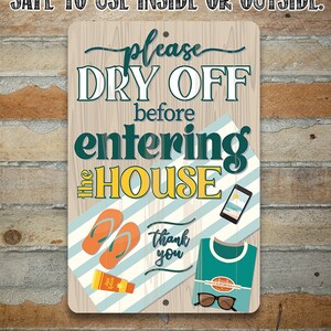 Tin Metal Sign Please Dry off Before Entering the House Durable Use ...