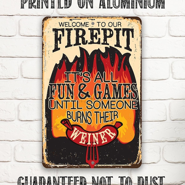 Tin Metal Sign-It's All Fun and Games - Durable Sign - 8"x12" or 12"x18" Use Indoor/Outdoor-For Patio, Barbeque Restaurant and Grill