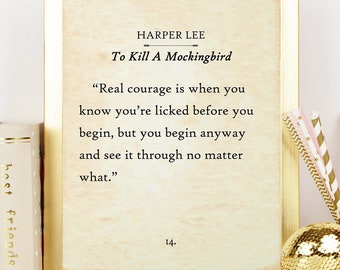 Real Courage Is When - Harper Lee - 11x14 Unframed Typography Book Page Print - Great Gift & Decor