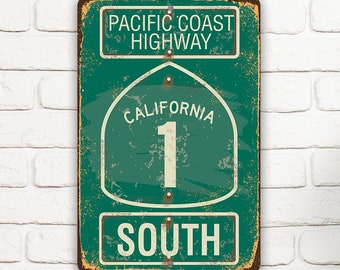 Pacific Coast Highway South - California - 8" x 12" or 12" x 18" Aluminum Tin Awesome Metal Poster