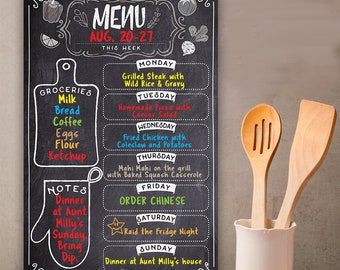 Tin - Metal Sign - Kitchen Menu Chalkboard- 8"x12" or 12"x18" Use Indoor/Outdoor-Kitchen and Dining Decor
