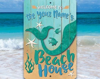 Tin Sign for Beach House Decor 12"x 8" Relax You're on Beach Time 