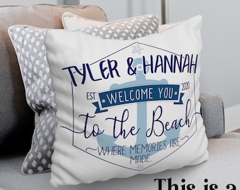 Beach House - Personalized Pillow - Makes a Great Gift and Decor (Insert Included)