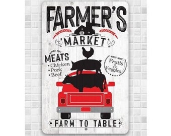 Farmers Market - 8" x 12" or 12" x 18" Aluminum Tin Awesome Metal Poster