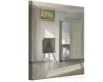 Interior with an Easel, Bredgade 25 by Vilhelm Hammershøi-Large Danish Impressionist Painting Stretched Canvas Print - Off-whites and Greys