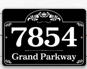 Personalized Metal Address Sign Plaque - Rectangular  - 12" x 8" or 18" x 12" Address and Street Name - Great Housewarming & Family Gift