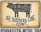The Butcher 39 s Cut COW - 8 quot x 12 quot or 12 quot x 18 quot Aluminum Tin Awesome Metal Poster