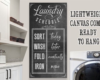 Laundry Schedule-Large Canvas(Not Printed on Wood)-Stretched on a Heavy Wood-Ready to Hang-Perfect Laundry Room Decor-Housewarming Gift