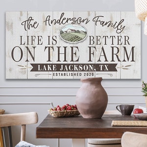 Personalized - Life Is Better On The Farm - Large Canvas(Not Printed on Wood)Stretched on Wood Frame - Great Farmhouse Decor Gift