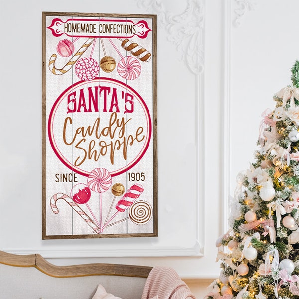Santa's Candy Shoppe-Canvas(Not Printed on Wood) Stretched-Christmas Treats Shop Decor