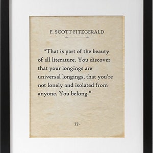 F. Scott Fitzgerald - That Is Part Of The Beauty - 11x14 Unframed Typography Book Page Print - Great Gift