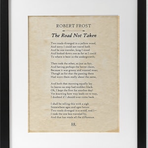 Robert Frost - The Road Not Taken - 11x14 Unframed Book Page Print - Great Gift and Decor