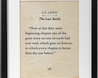 C.S. Lewis - The Last Battle - 11x14 Unframed Book Page Print - Gift for Historical, Biblical and Theologian Book Enthusiasts