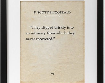 F. Scott Fitzgerald - They Slipped Briskly - 11x14 Unframed Book Page Print - Great Gift for Romantics & Book Lovers