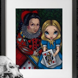 Strangeling Alice And The Queen Of Hearts-Gothic 11x14 Unframed Boho Magical Art Print Poster-Gift for Fairycore, Fantasy, Magic, Goth Decor