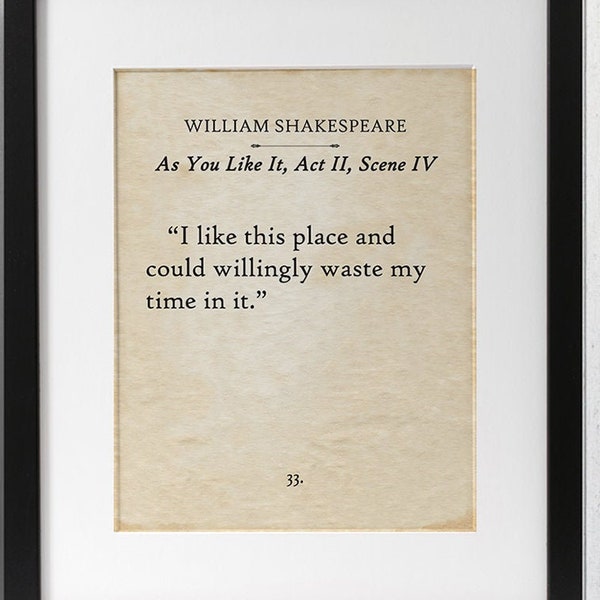 William Shakespeare - I Like This Place - Unframed Book Page Print Poster - Great Gift and Decor