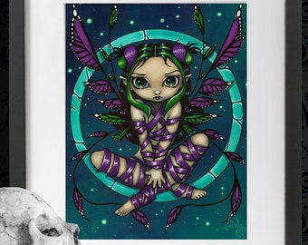 Strangeling Purple Ribbon Fairy - 11x14 Unframed Art Print Poster - Jasmine Becket-Griffith Artwork Decor With Realism Fantasy Fairytales