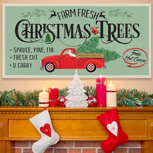 Large Canvas - Farm Fresh Christmas Trees - Stretched on Wood Frame - Great Christmas Gift and Decor