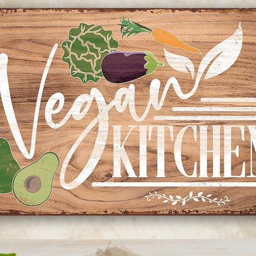 Tin Vegan Kitchen Metal Sign 8 X 12 or Etsy