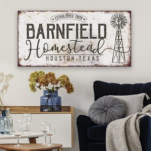 Personalized - Homestead Windmill - Canvas Stretched on a Heavy Wood Frame - Great Gift and Home Decor