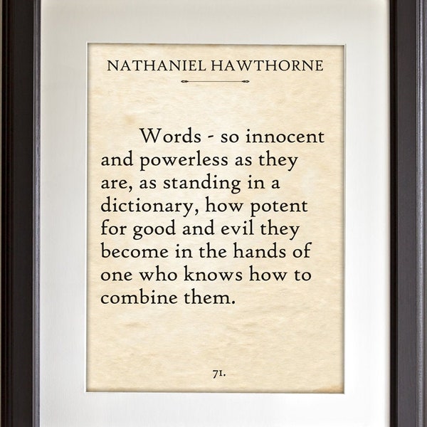 Nathaniel Hawthorne - Words - 11x14 Unframed Typography Book Page Print - Makes a Great Gift for Writers and Poets