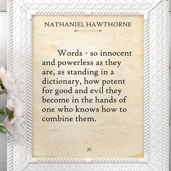 Words - Nathaniel Hawthorne - 11x14 Unframed Typography Book Page Print - Great Gift and Decor