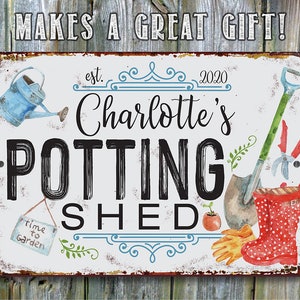 Tin - Personalized-Potting Shed-Durable Metal Sign-8x12or12x18 Use Indoor/Outdoor-Garden Decor Under 25USD