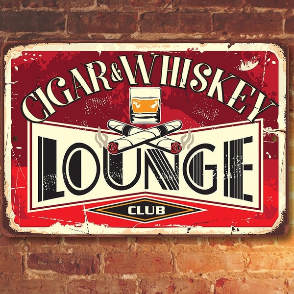 Cigar Lounge - 8" x 12" or 12" x 18" Aluminum Tin Awesome Metal Poster