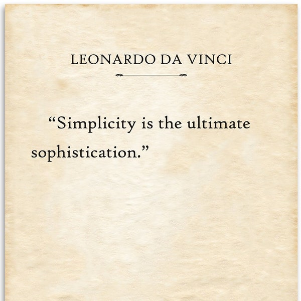 Instant Digital Download - Leonardo Da Vinci - Simplicity Is The Ultimate - Title Literary Book Page [[ Not a Print ]] JPG Downloadable File