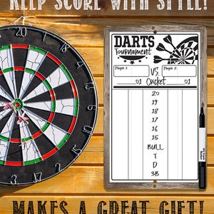 Dart Scoreboard (White) Dry Erase for Keeping Score in Games Cricket, 301 or 501-Use Indoors/Outdoors -Great Gift