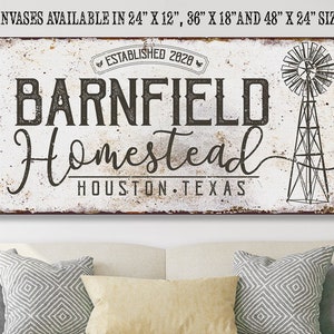 Personalized Homestead Windmill Large Farmhouse Canvas Not Printed on Metal Stretched on Wood Couch Living Room Decor Great Gift image 2