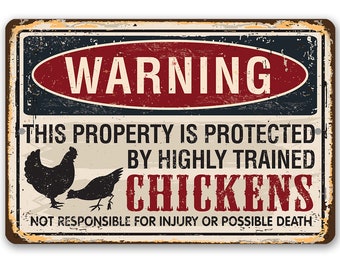 2-Pack Beware of Chickens Warning Signs 10/" x 7/" Danger Sign Funny Gag Gifts