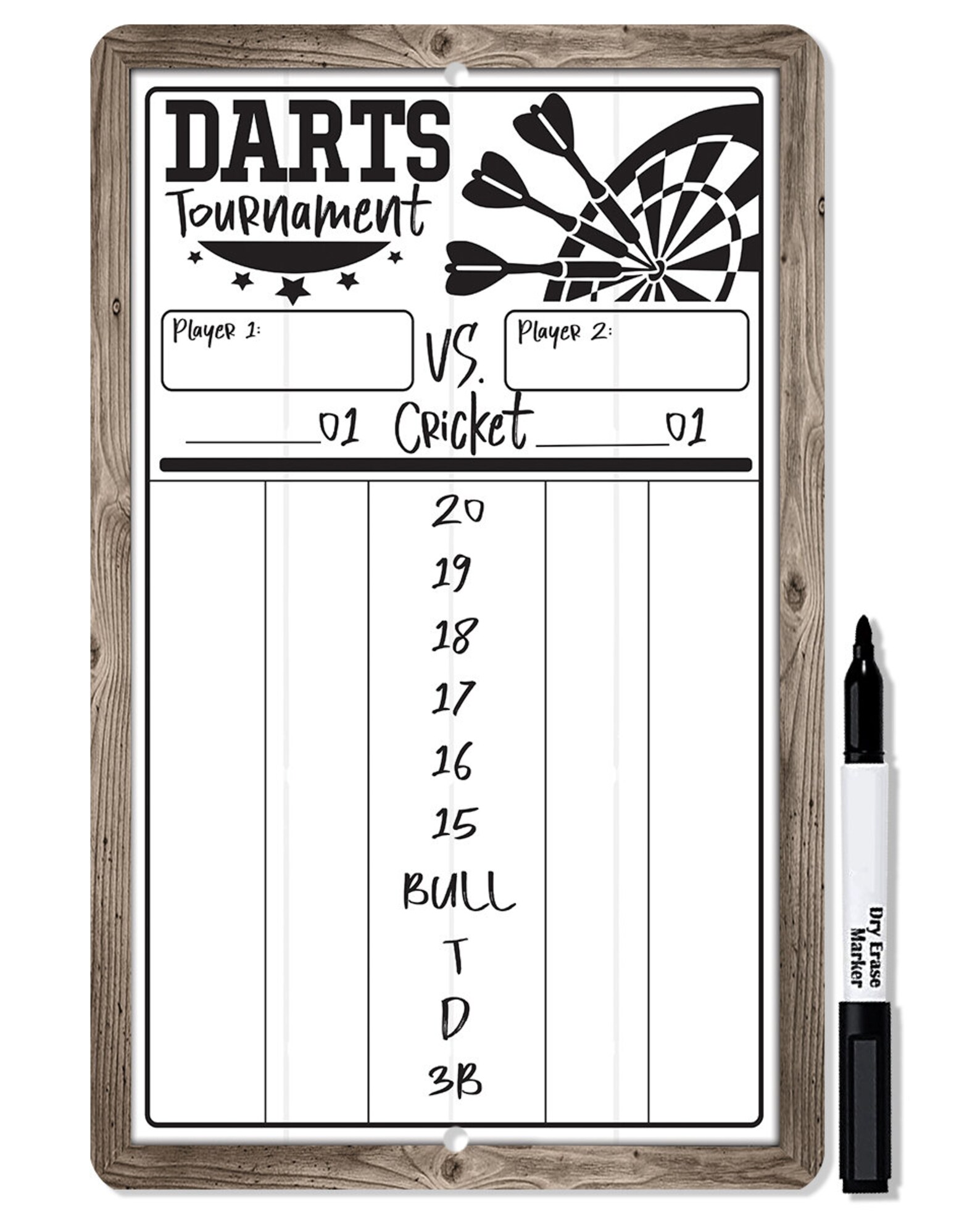 Dart Scoreboard White Dry Erase for Keeping Score in Games Etsy