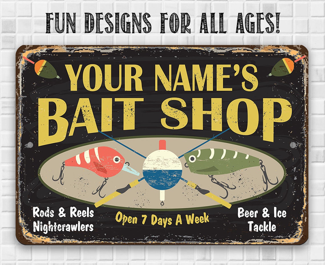 Personalized Metal Sign Bait Shop Tin | Etsy