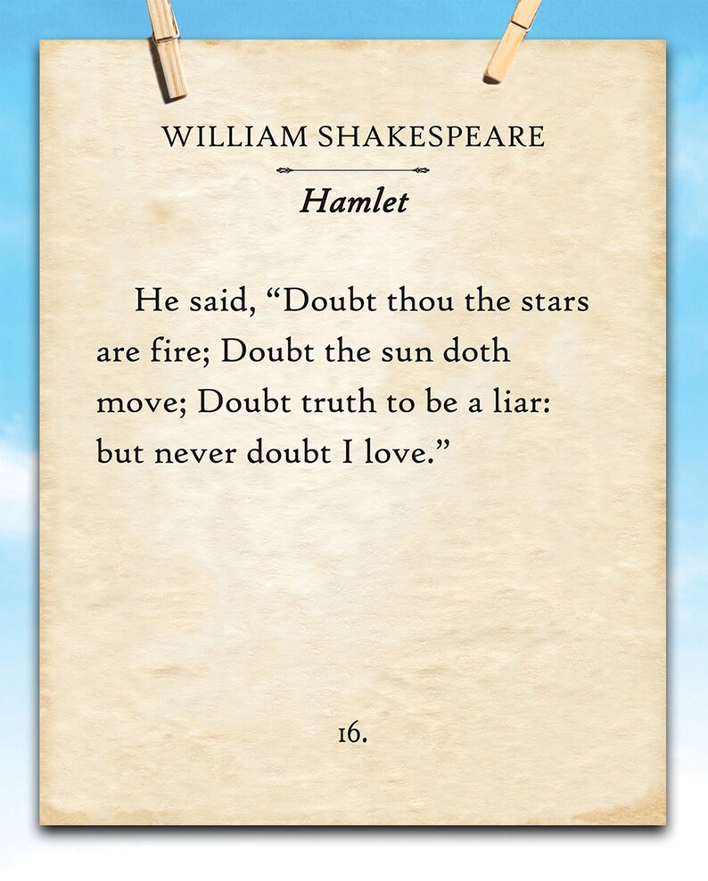 William Shakespeare Hamlet Doubt Thou the Stars 11x14 Etsy