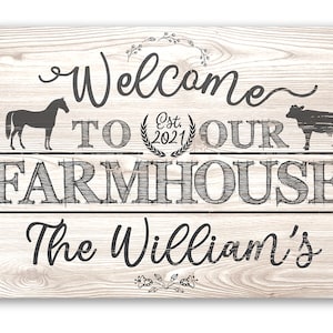 Tin - Personalized Welcome To Our Farmhouse Metal Sign - 8" x 12" or 12" x 18" Indoor/Outdoor -Farm and Home Decor