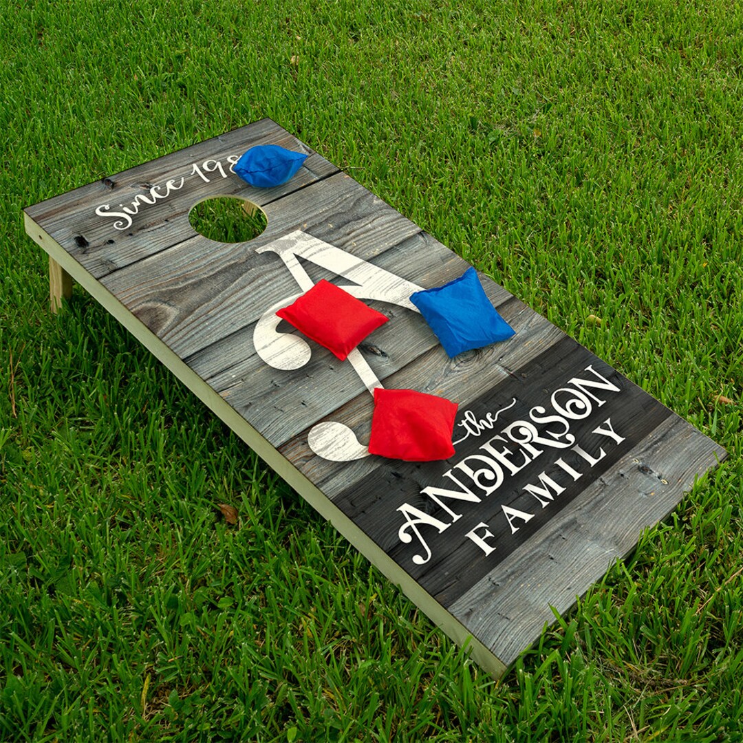 Set of 2 Personalized Corn Hole Decal Family Giant Initial Etsy